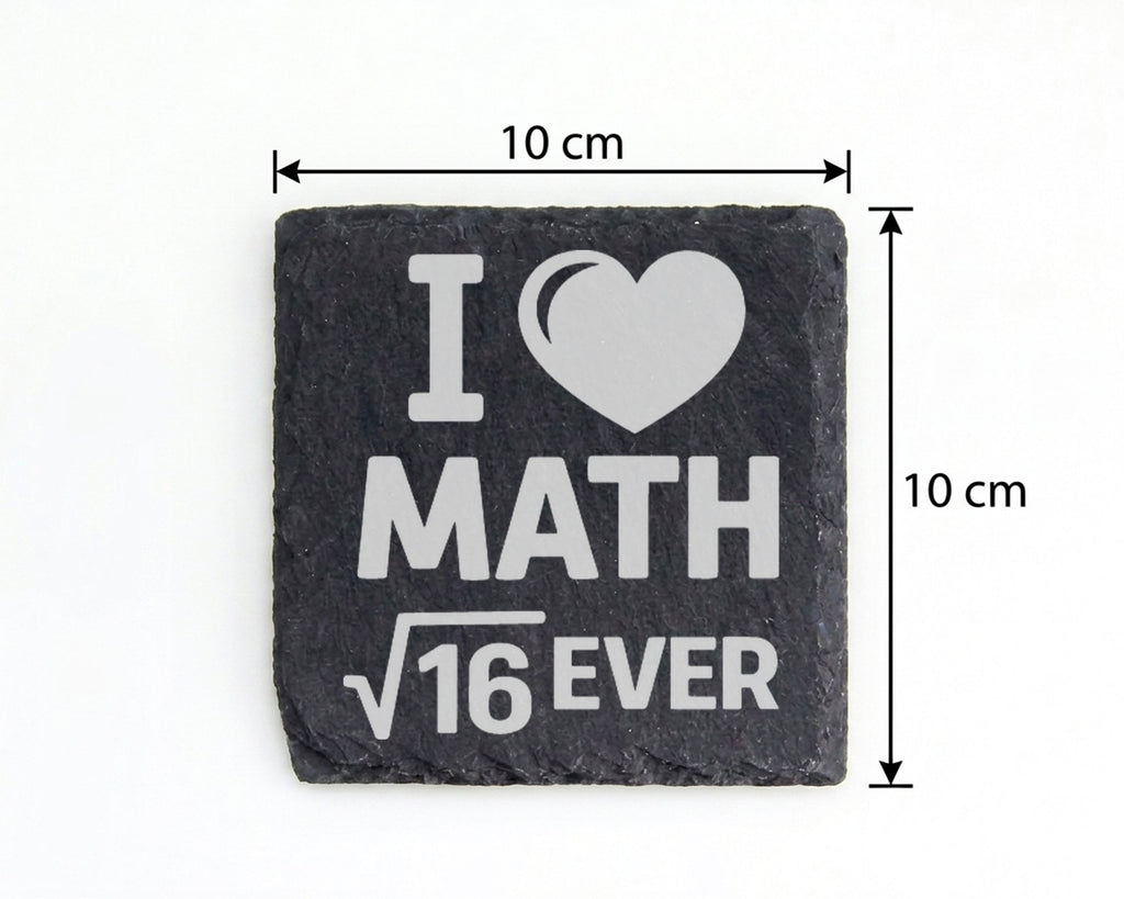 Schiefer Untersetzer I Love Math Forever Wurzel 16 Witz - Geschenk für – Bild 4