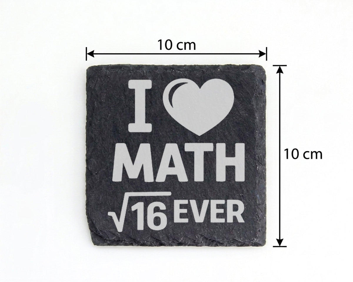 Schiefer Untersetzer I Love Math Forever Wurzel 16 Witz - Geschenk für – Bild 4