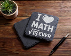 Schiefer Untersetzer I Love Math Forever Wurzel 16 Witz - Geschenk für – Bild 5