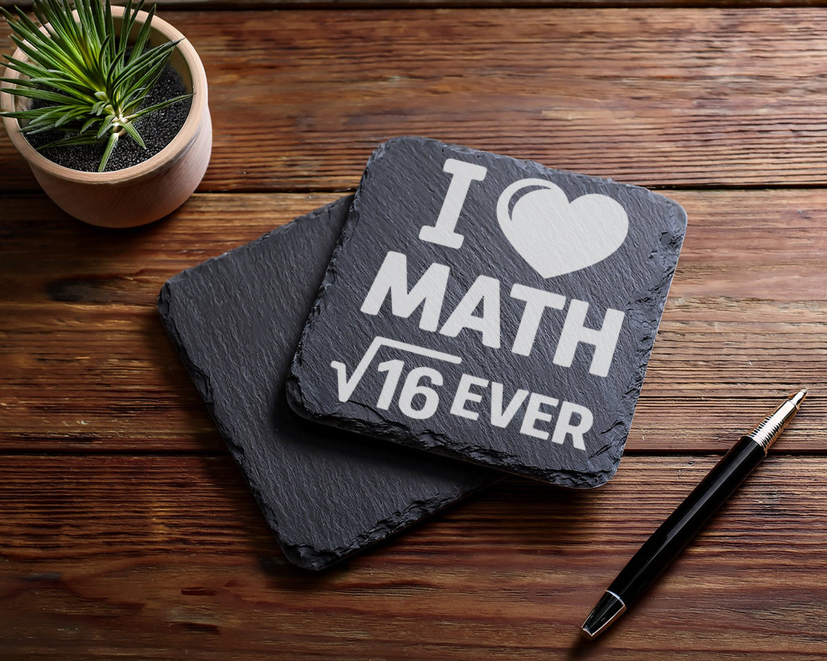 Schiefer Untersetzer I Love Math Forever Wurzel 16 Witz - Geschenk für – Bild 5