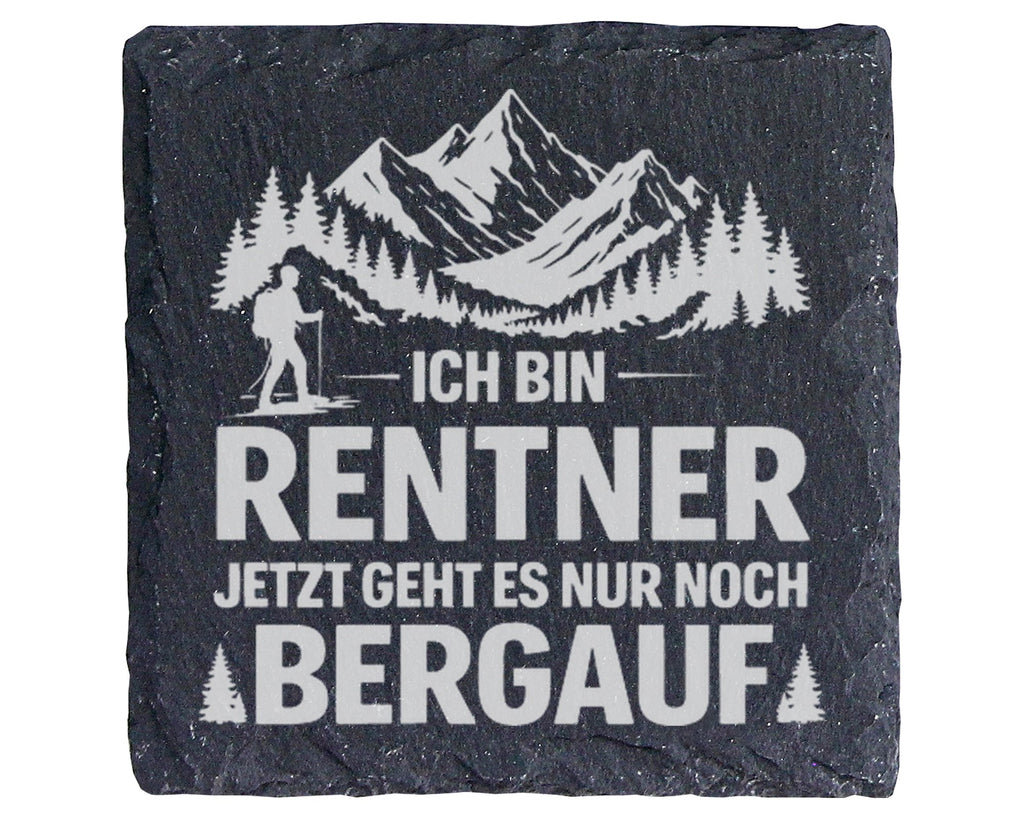 Schiefer Untersetzer Ich Bin Rentner Bergauf - Lustiges Geschenk Für W – Bild 1