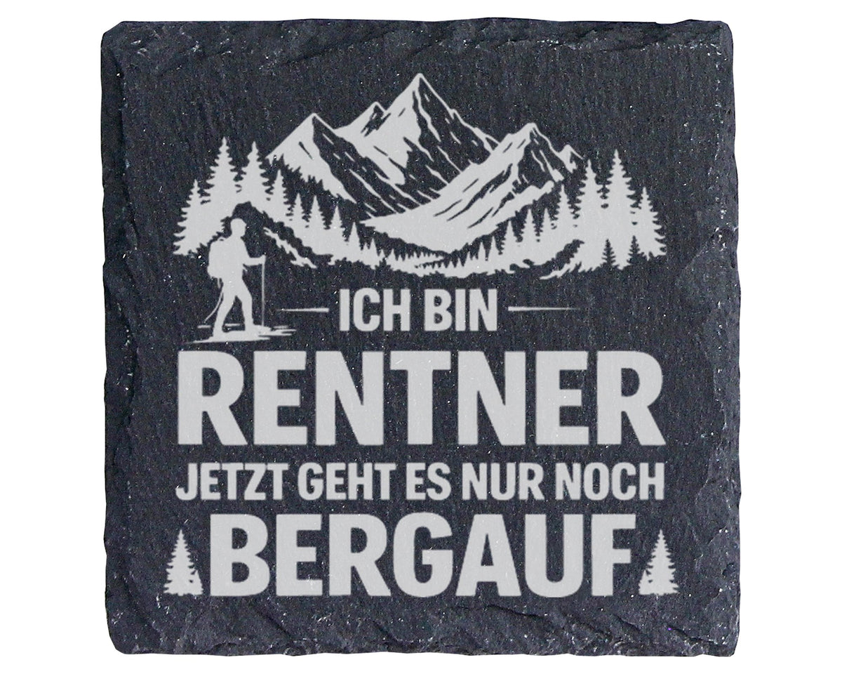 Schiefer Untersetzer Ich Bin Rentner Bergauf - Lustiges Geschenk Für W – Bild 1