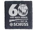 Schiefer Untersetzer 60 Gut In Schuss Hirsch - Geschenk Für Jäger Zum  – Bild 1