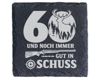 Schiefer Untersetzer 60 Gut In Schuss Hirsch - Geschenk Für Jäger Zum  – Bild 1