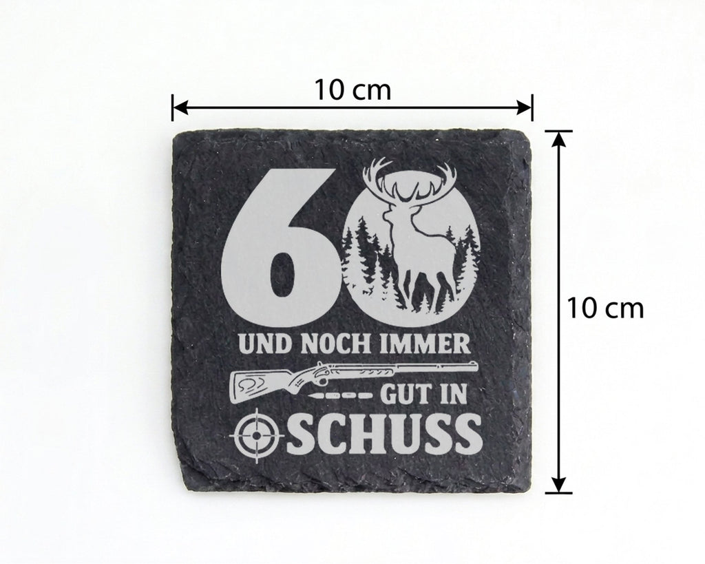 Schiefer Untersetzer 60 Gut In Schuss Hirsch - Geschenk Für Jäger Zum  – Bild 4