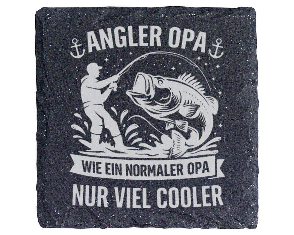 Schiefer Untersetzer Angler Opa Wie Ein Normaler Nur Viel Cooler - Ges – Bild 1