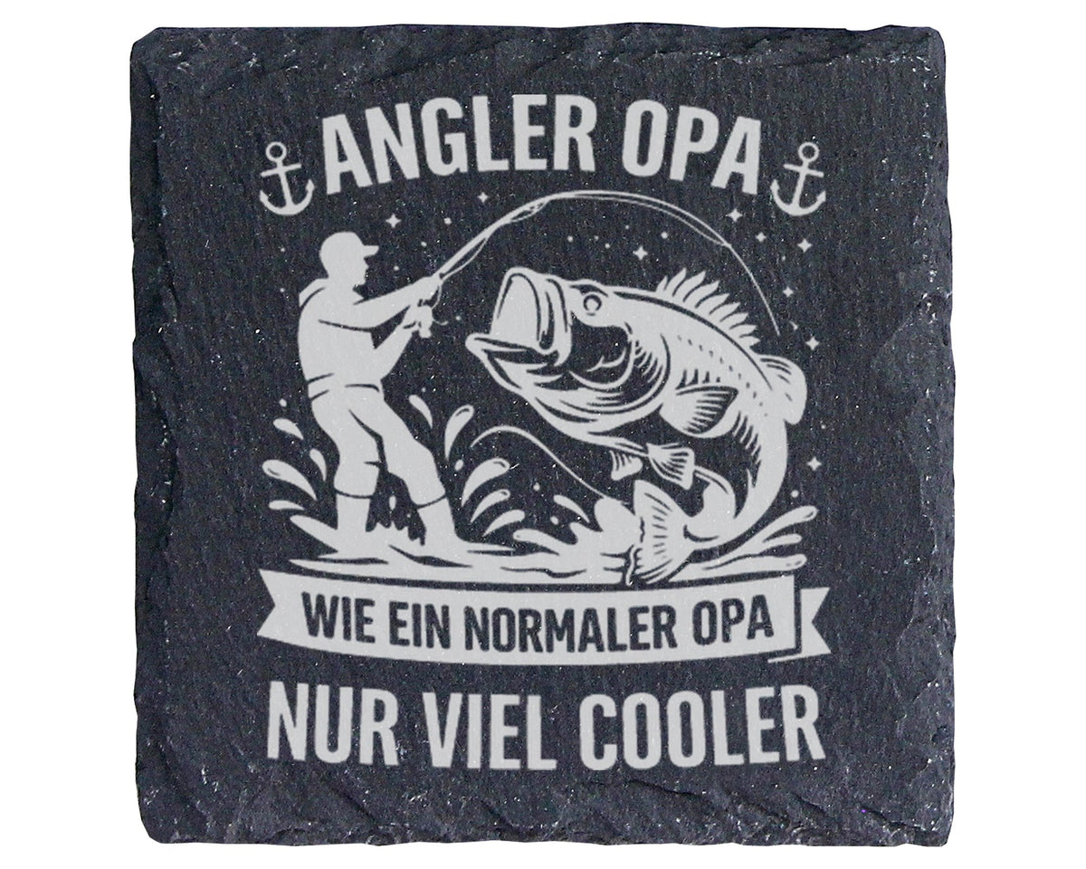 Schiefer Untersetzer Angler Opa Wie Ein Normaler Nur Viel Cooler - Ges – Bild 1