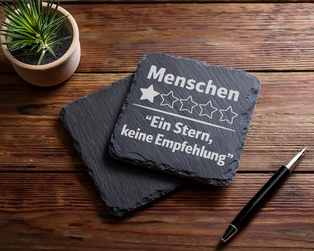 Schiefer Untersetzer Menschen Ein Stern Keine Empfehlung - Lustiges Ge – Bild 5