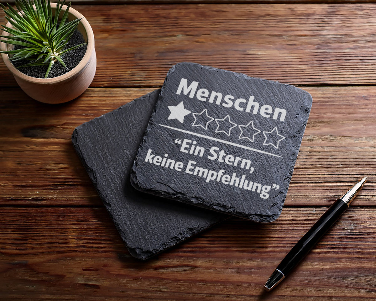 Schiefer Untersetzer Menschen Ein Stern Keine Empfehlung - Lustiges Ge – Bild 5