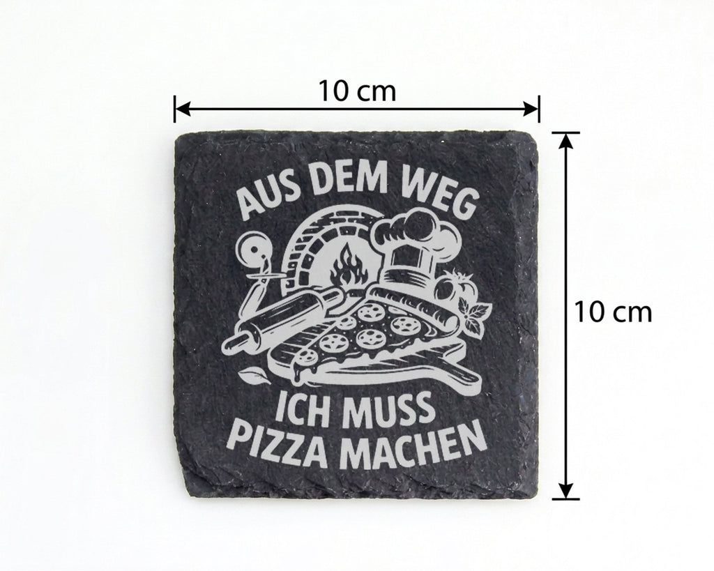 Schiefer Untersetzer Aus Dem Weg Ich Muss Pizza Machen - Geschenk für  – Bild 4