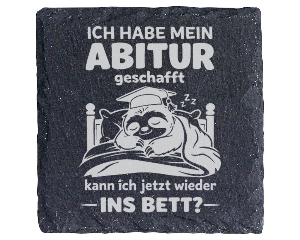 Schiefer Untersetzer Faultier Abitur Geschafft Ins Bett - Geschenk für – Bild 1