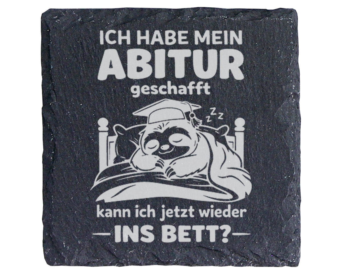 Schiefer Untersetzer Faultier Abitur Geschafft Ins Bett - Geschenk für – Bild 1