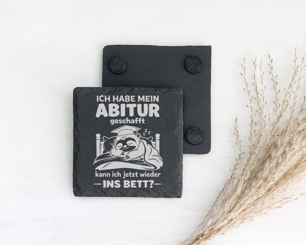 Schiefer Untersetzer Faultier Abitur Geschafft Ins Bett - Geschenk für – Bild 2
