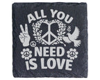Schiefer Untersetzer All You Need Is Love Peace Zeichen - Geschenk für – Bild 1
