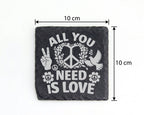 Schiefer Untersetzer All You Need Is Love Peace Zeichen - Geschenk für – Bild 4