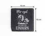 Schiefer Untersetzer Einhorn Mir Egal Spruch - Lustiges Geschenk für M – Bild 4
