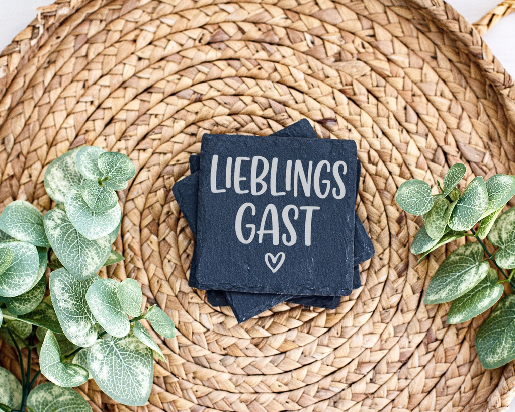 Schiefertafel Untersetzer Lieblingsgast, Gastgeschenk für Freunde, Tis – Bild 3