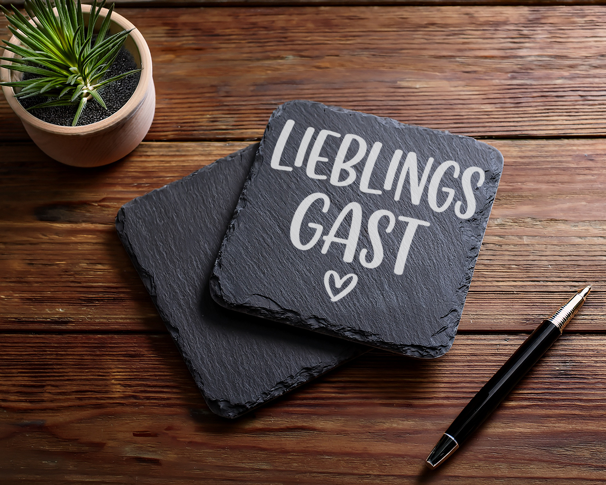 Schiefertafel Untersetzer Lieblingsgast, Gastgeschenk für Freunde, Tis – Bild 5
