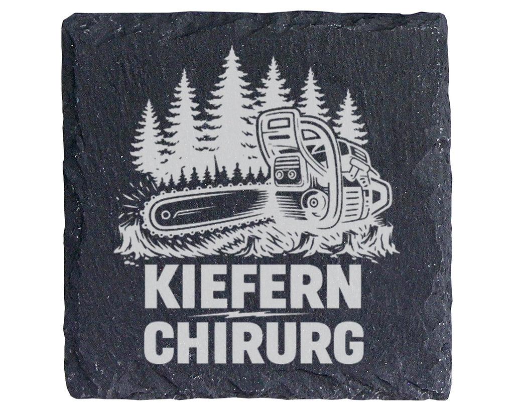 Schiefer Untersetzer Kettensäge Kiefern Chirurg Spruch - Geschenk für  – Bild 1