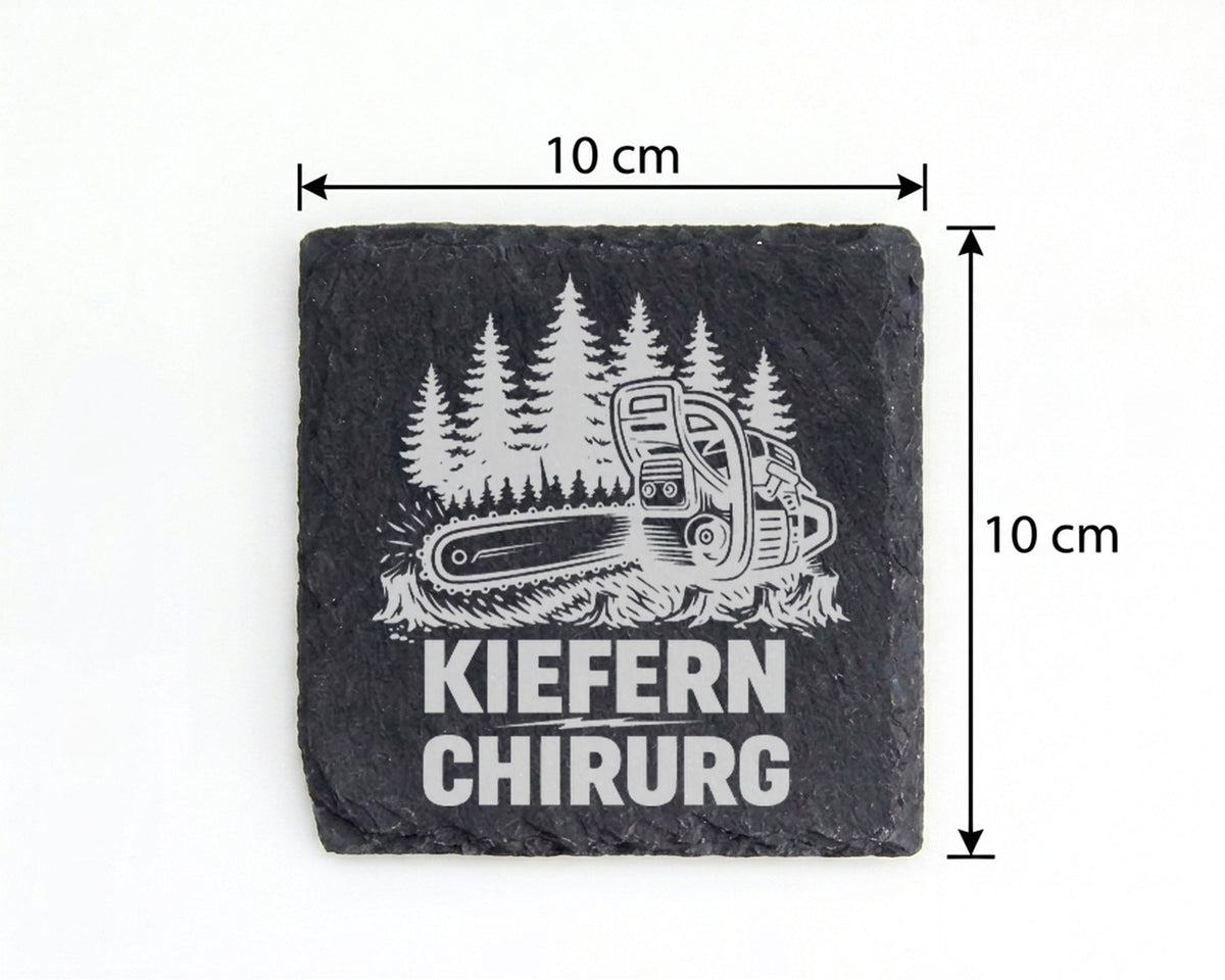 Schiefer Untersetzer Kettensäge Kiefern Chirurg Spruch - Geschenk für  – Bild 4
