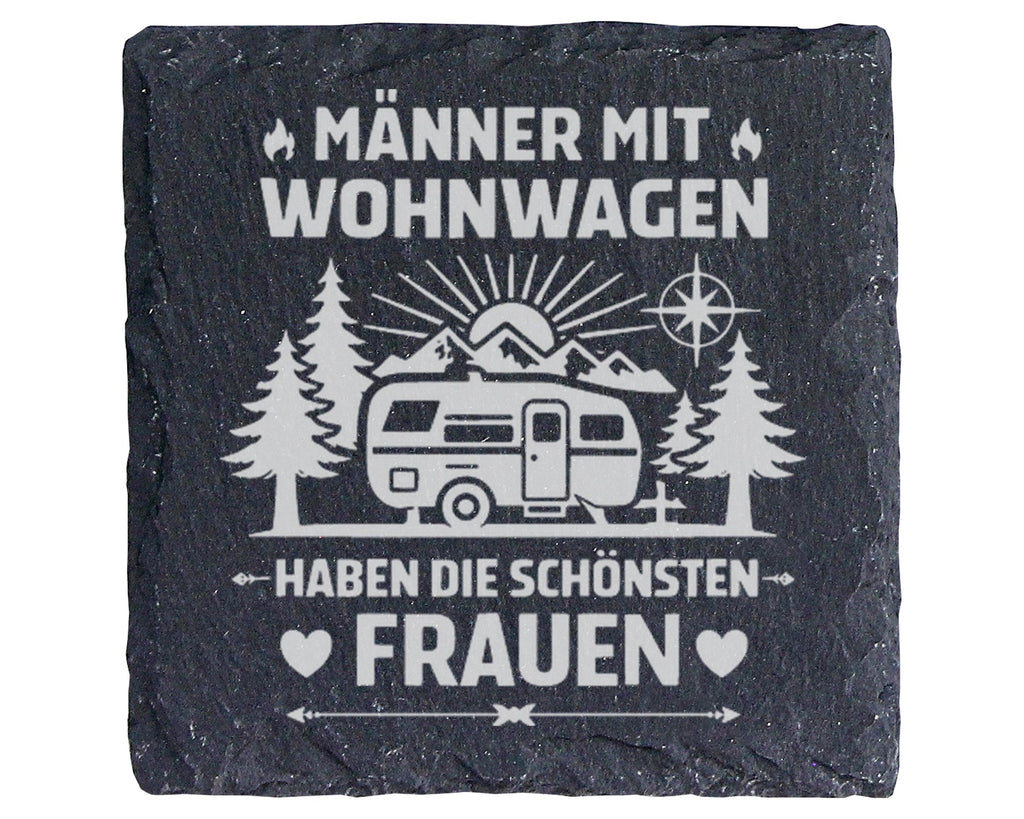 Schiefer Untersetzer Männer Mit Wohnwagen Schönsten Frauen - Geschenk  – Bild 1
