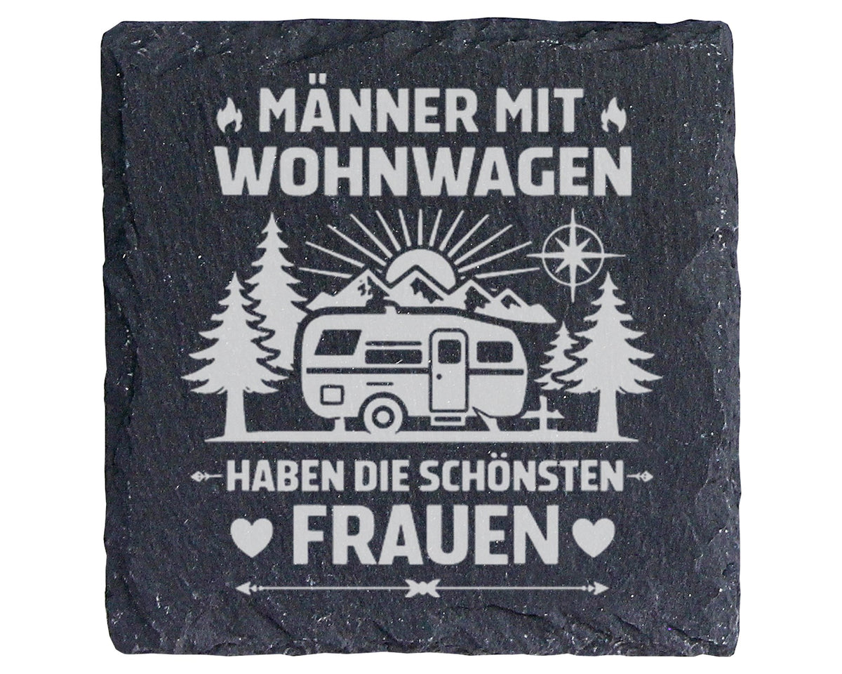 Schiefer Untersetzer Männer Mit Wohnwagen Schönsten Frauen - Geschenk  – Bild 1