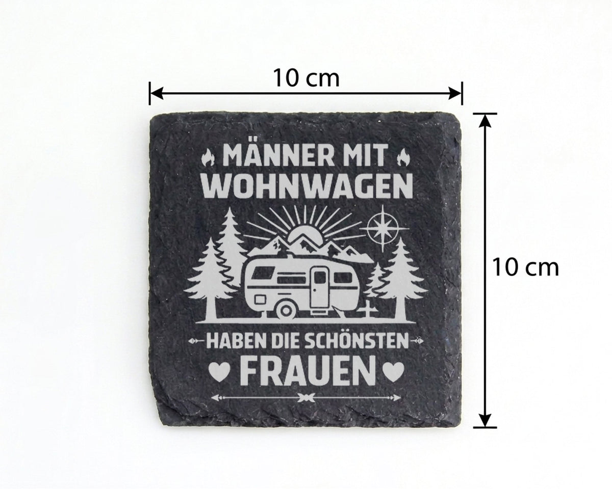 Schiefer Untersetzer Männer Mit Wohnwagen Schönsten Frauen - Geschenk  – Bild 4