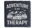 Schiefer Untersetzer Adventure Is My Therapy Offroad - Geschenk für Ge – Bild 1