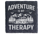Schiefer Untersetzer Adventure Is My Therapy Offroad - Geschenk für Ge – Bild 1