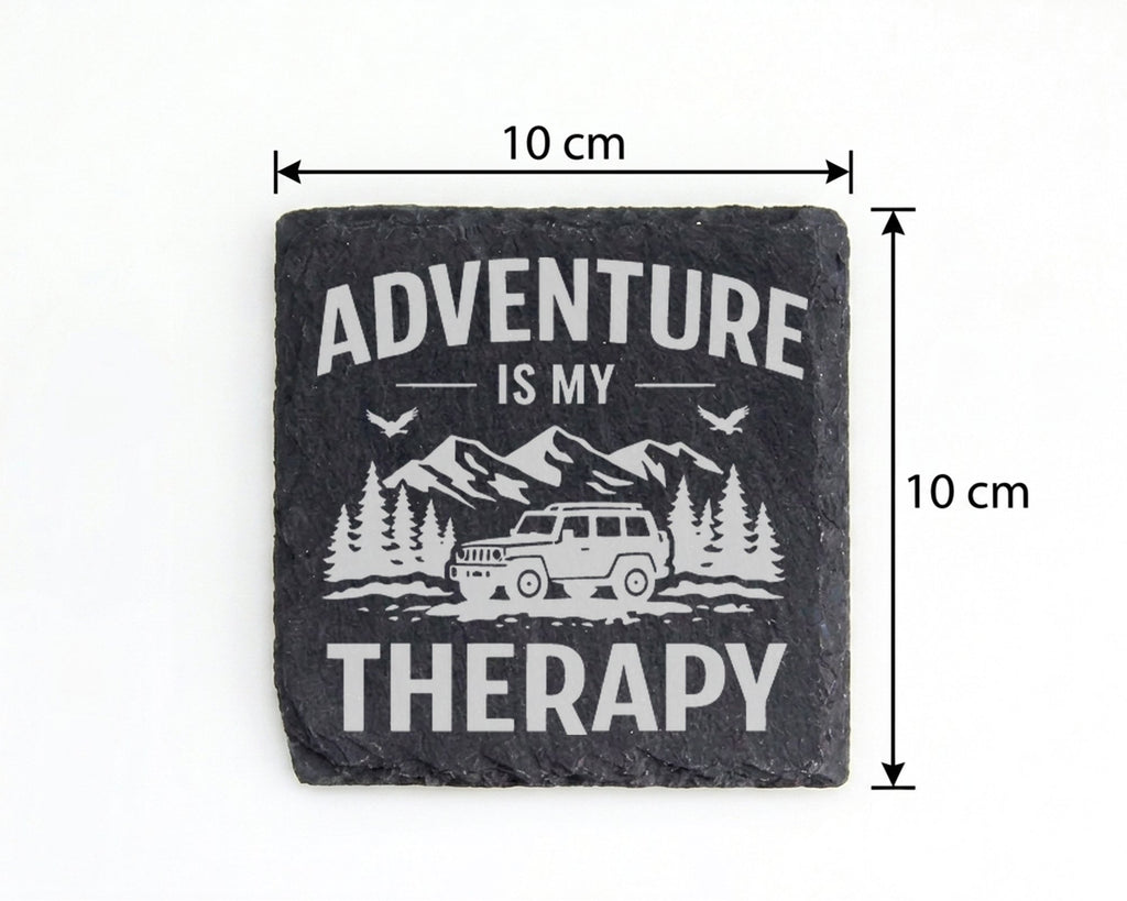 Schiefer Untersetzer Adventure Is My Therapy Offroad - Geschenk für Ge – Bild 4