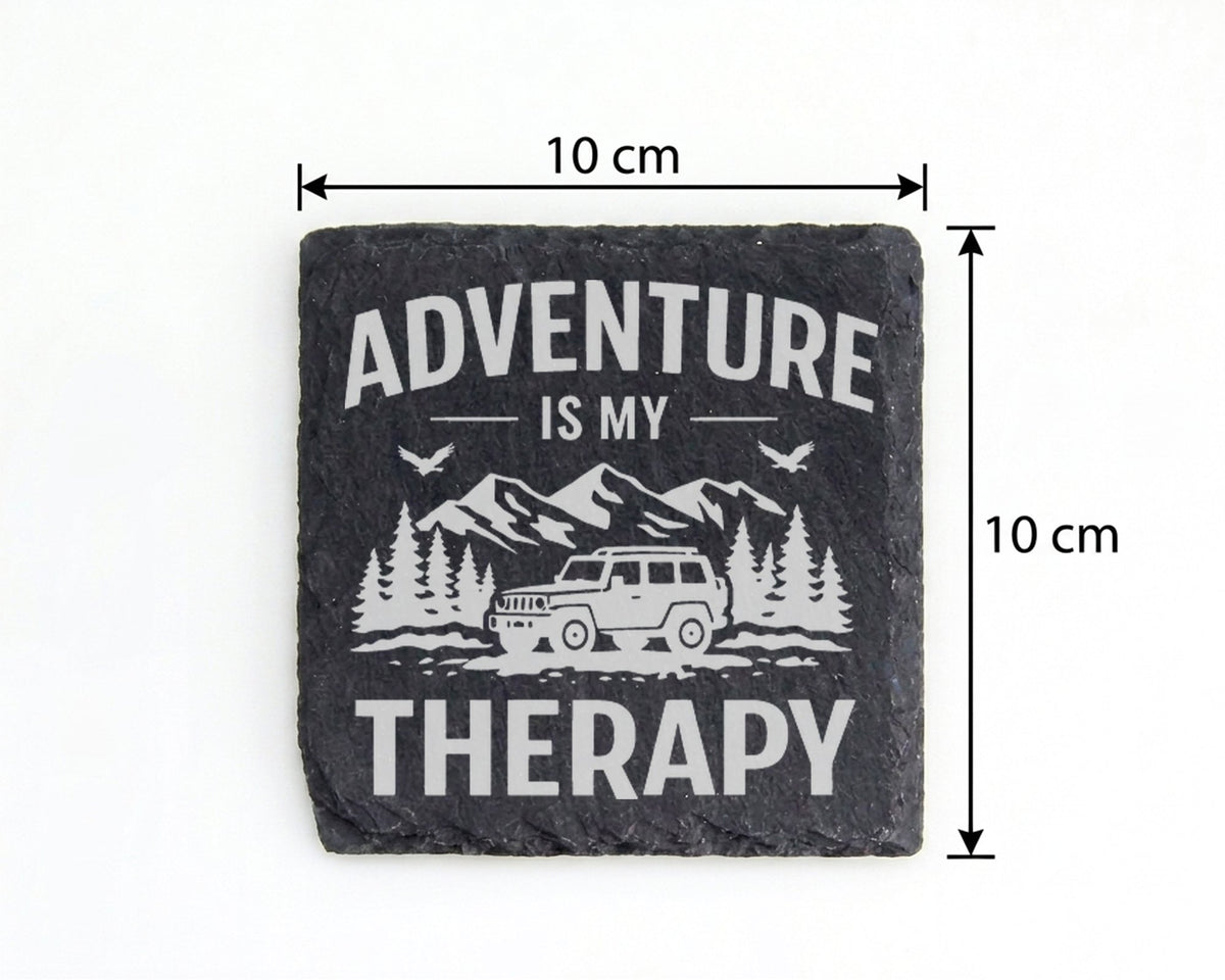 Schiefer Untersetzer Adventure Is My Therapy Offroad - Geschenk für Ge – Bild 4