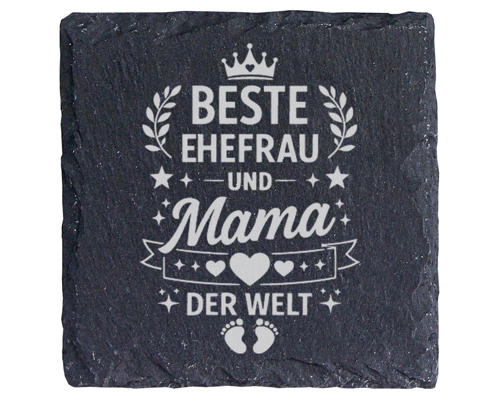 Schiefer Untersetzer Für Ehefrau Und Mama Der Welt - Geschenk Mutter Z – Bild 1
