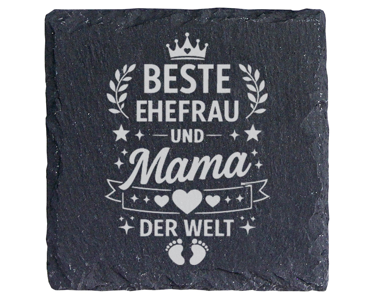 Schiefer Untersetzer Für Ehefrau Und Mama Der Welt - Geschenk Mutter Z – Bild 1