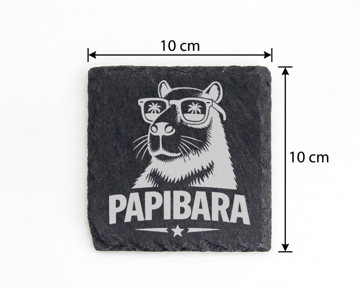Schiefer Untersetzer Capybara Papibara - Lustiges Geschenk für Väter P – Bild 4