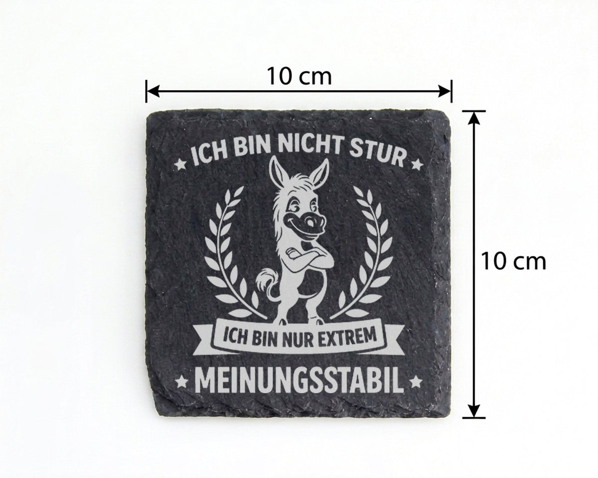Schiefer Untersetzer Esel Spruch Nicht Stur Meinungsstabil - Lustiges  – Bild 4