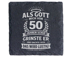 Schiefer Untersetzer 50 Geburtstag Gott Schuf Mich Lustig Spruch - Ges – Bild 1