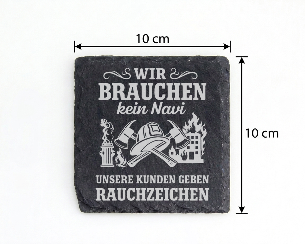 Schiefertafel Untersetzer Feuerwehr Geschenk, Wir brauchen kein Navi,  – Bild 4