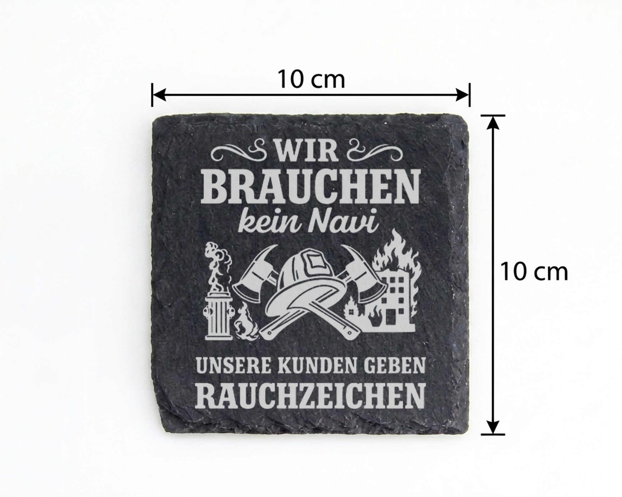 Schiefertafel Untersetzer Feuerwehr Geschenk, Wir brauchen kein Navi,  – Bild 4