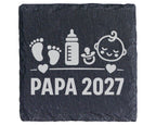 Schiefer Untersetzer Papa 2027 Baby Motiv - Geschenk für Werdende Väte – Bild 1
