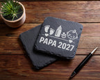 Schiefer Untersetzer Papa 2027 Baby Motiv - Geschenk für Werdende Väte – Bild 5