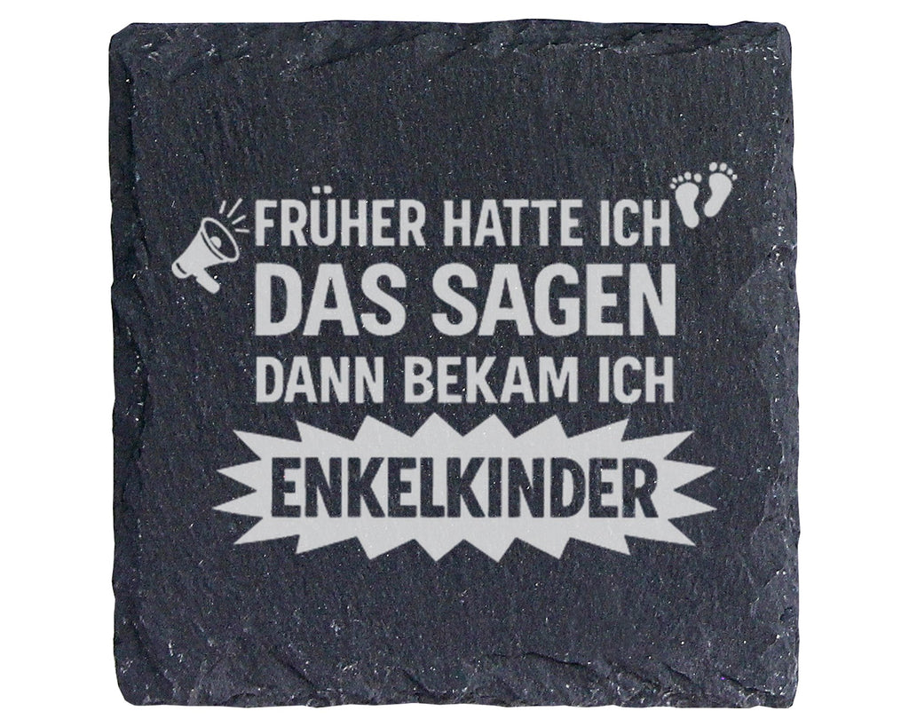 Schiefer Untersetzer Früher Das Sagen Enkelkinder - Lustiges Geschenk  – Bild 1