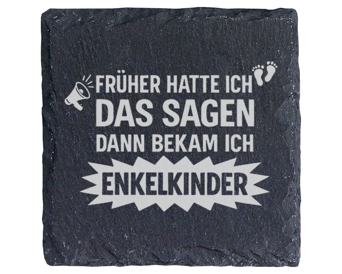 Schiefer Untersetzer Früher Das Sagen Enkelkinder - Lustiges Geschenk  – Bild 1