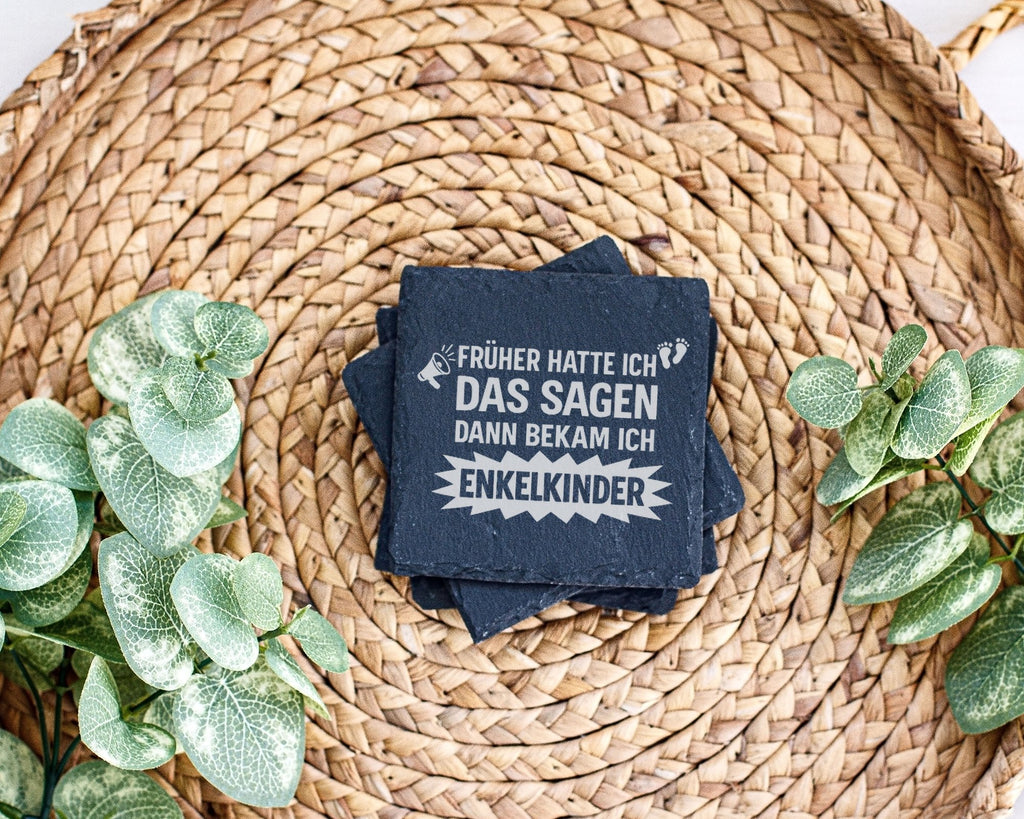 Schiefer Untersetzer Früher Das Sagen Enkelkinder - Lustiges Geschenk  – Bild 3