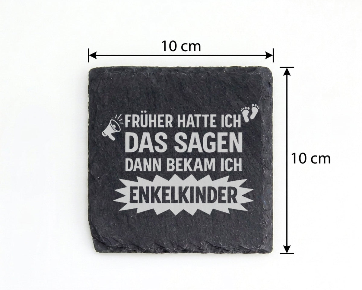 Schiefer Untersetzer Früher Das Sagen Enkelkinder - Lustiges Geschenk  – Bild 4