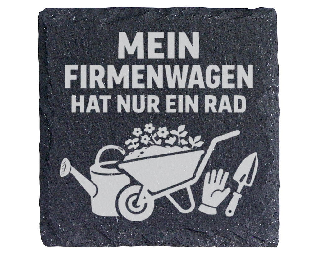Schiefer Untersetzer Gärtner Spruch Mein Firmenwagen Hat Nur Ein Rad - – Bild 1