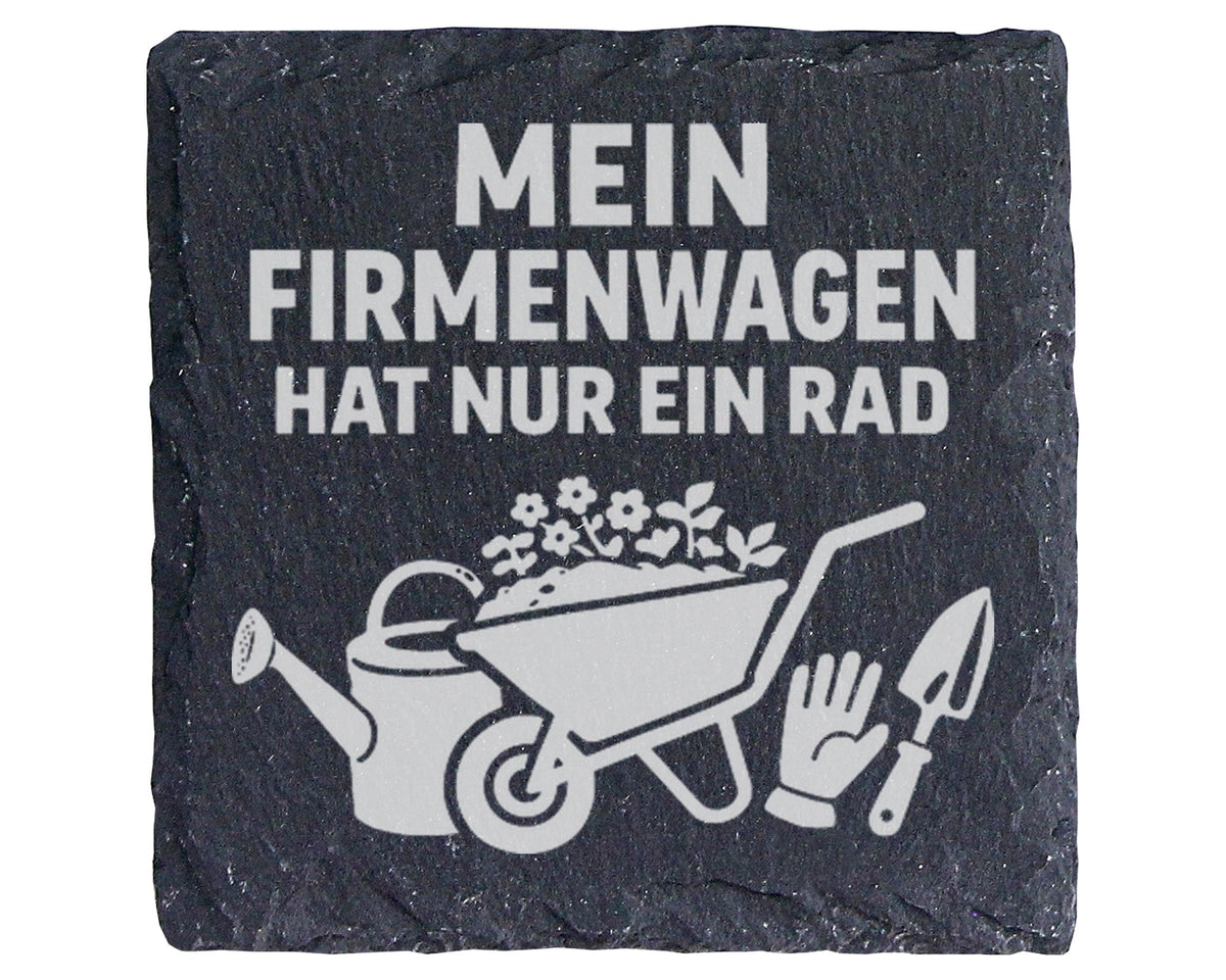 Schiefer Untersetzer Gärtner Spruch Mein Firmenwagen Hat Nur Ein Rad - – Bild 1
