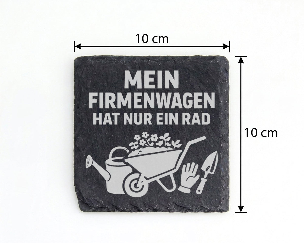 Schiefer Untersetzer Gärtner Spruch Mein Firmenwagen Hat Nur Ein Rad - – Bild 4