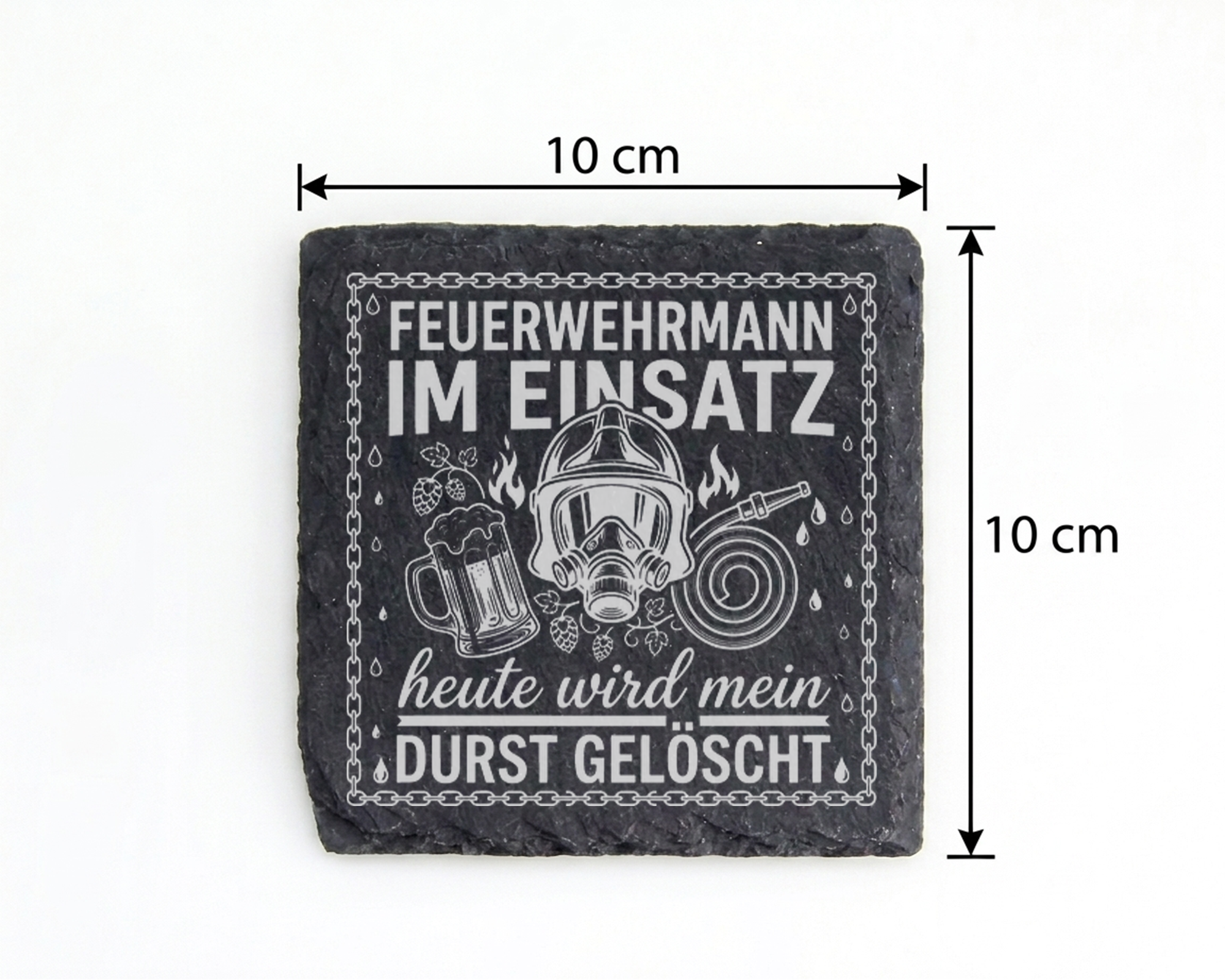 Schiefertafel Untersetzer Feuerwehrmann im Einsatz, Geschenk für Feuer – Bild 4