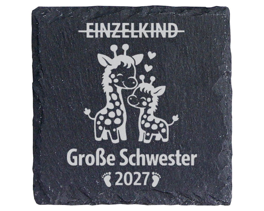 Schiefer Untersetzer Große Schwester Giraffe Einzelkind - Personalisie – Bild 1