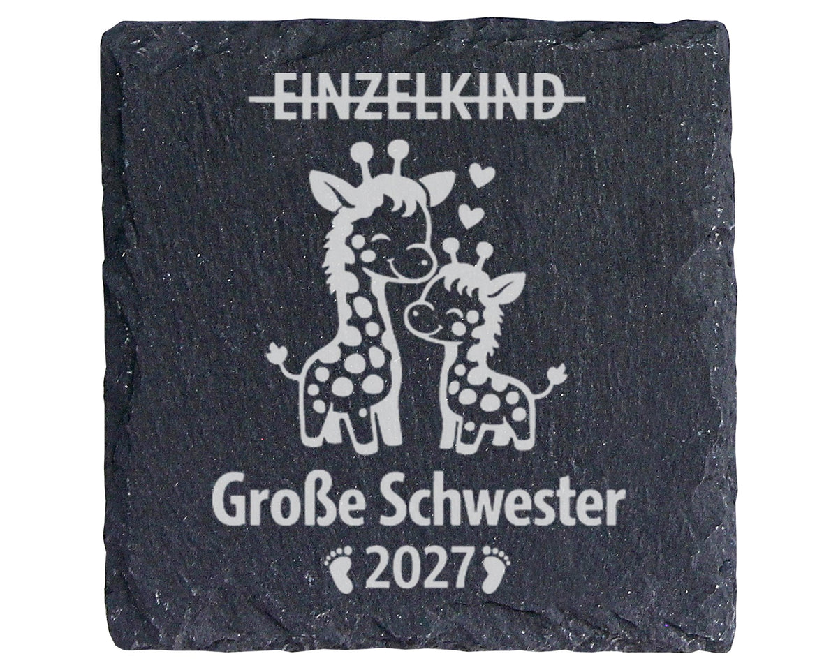 Schiefer Untersetzer Große Schwester Giraffe Einzelkind - Personalisie – Bild 1
